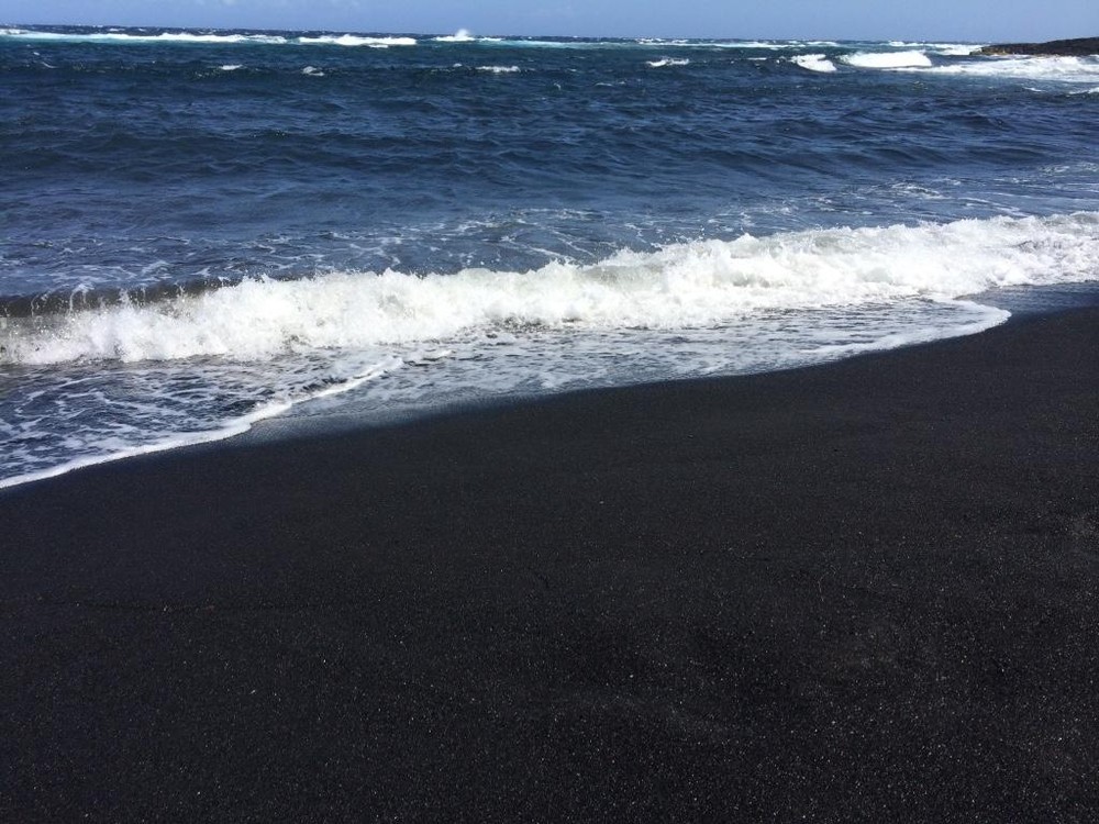 Black sand beach stop on the Evening Volcano Explorer tour on the Big Island