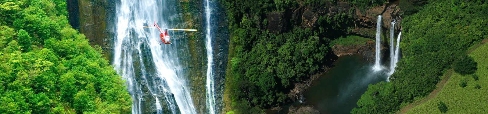 Magical Waterfalls helicopter tour with Mauna Loa Helicopters, flying over lush valleys and cascading waterfallsrn