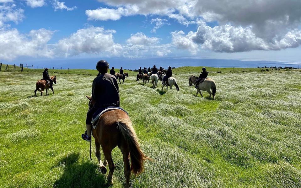 Scenic horseback ride at Kahua Ranch – panoramic views of North Kohala and the Waimea countryside
