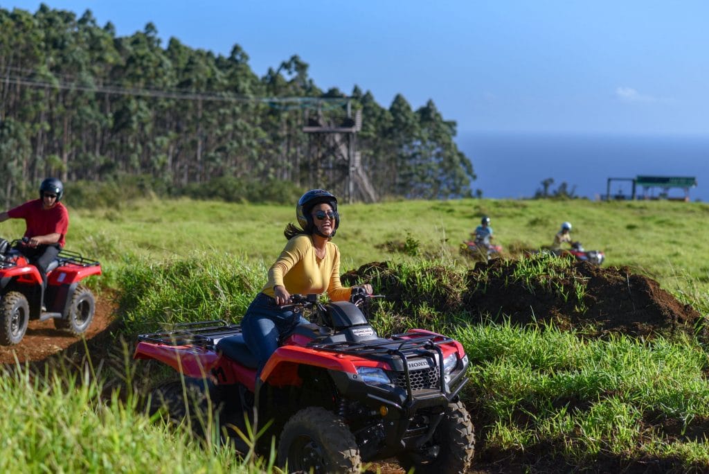 Lush tropical landscape along the ATV trails at Umauma Experience on the Big Island