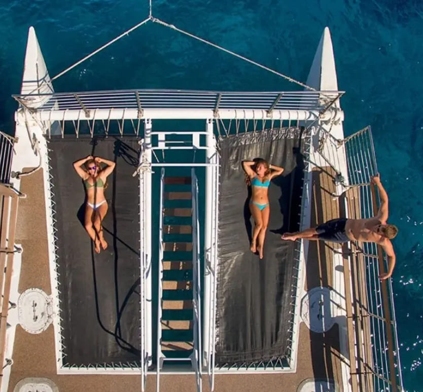 Relaxing on the catamaran