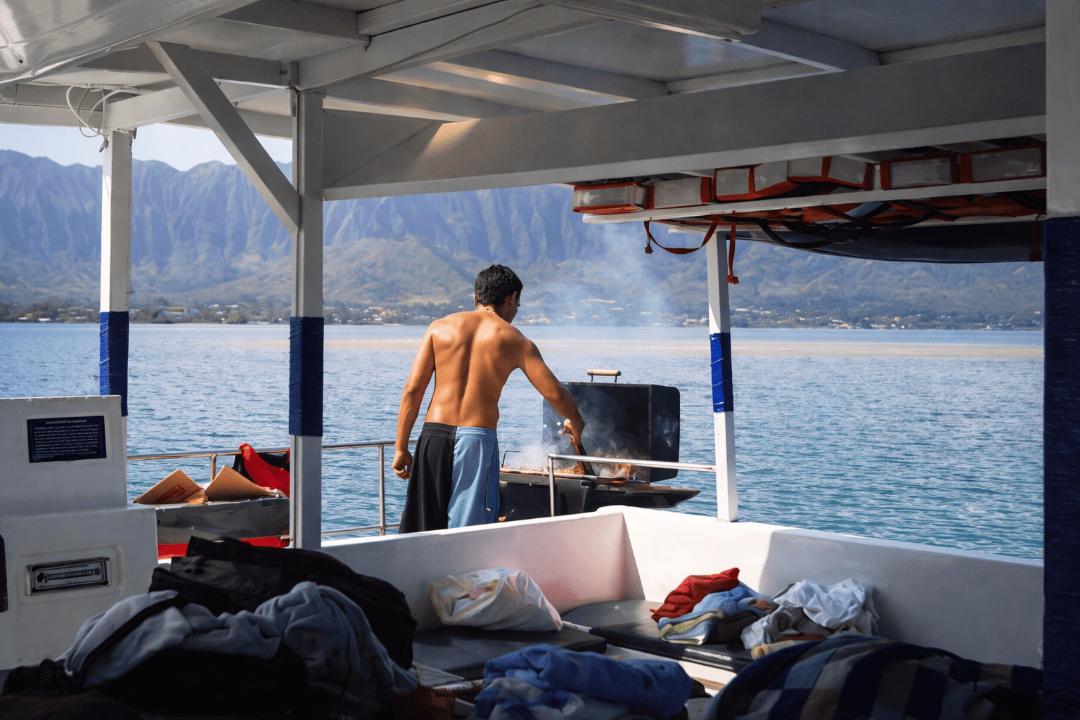 Grilling Lunch on Board