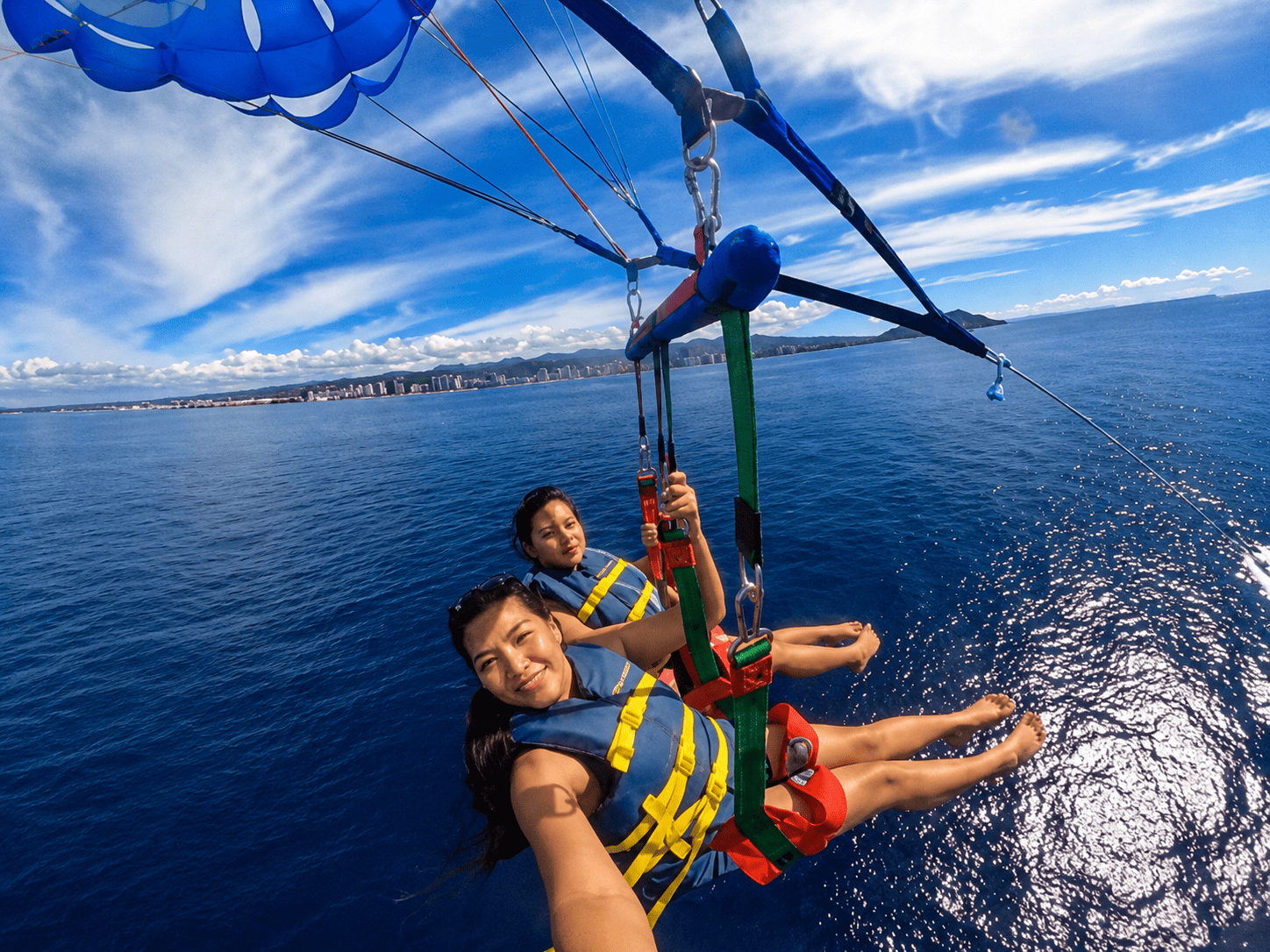Parasailing along Waikiki Beach