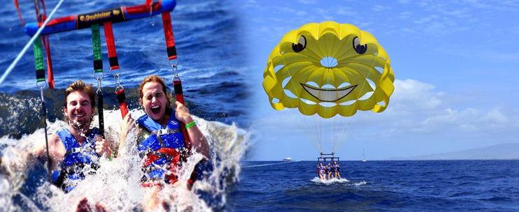 Parasailing over Waikiki with Go Hawaii Watersports offering panoramic ocean and city views
