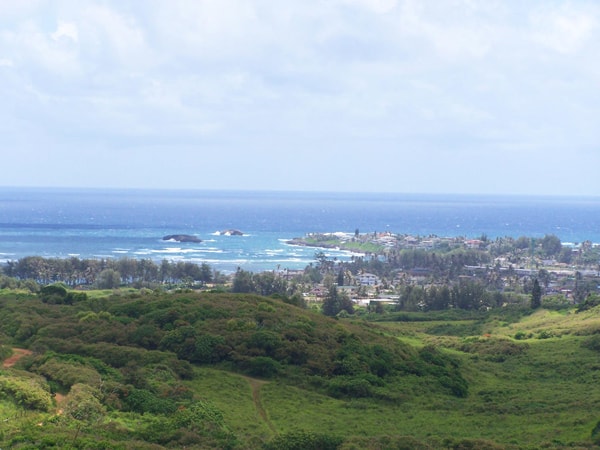 Scenic views from Gunstock Ranch overlooking rolling hills, coastline, and North Shore landscapes