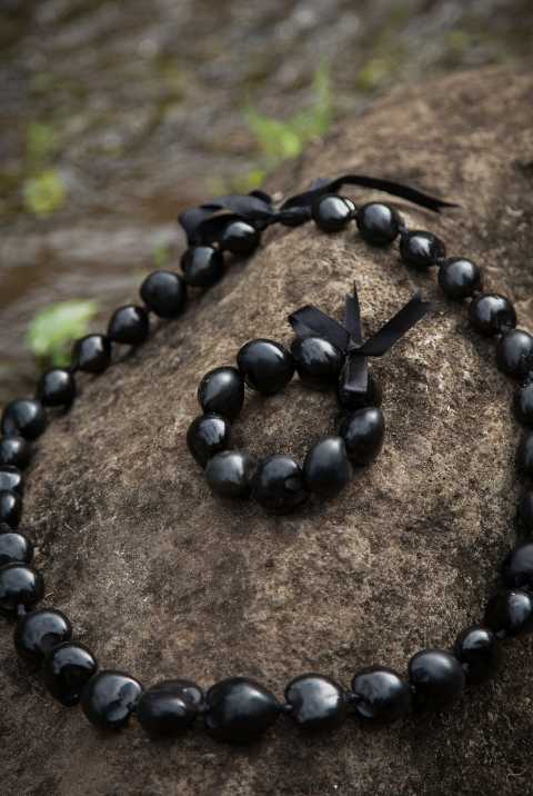 Kukui Nut Lei - glossy long lasting lei made from traditional Hawaiian nuts (not edible).