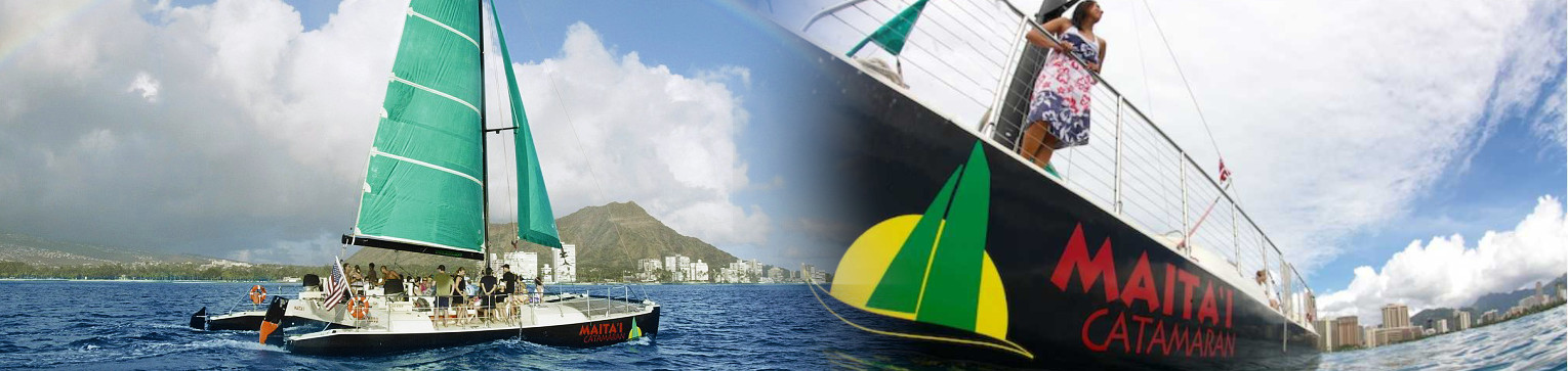 Maitai Catamaran “Afternoon Delight” Waikiki sail with ocean breezes and Diamond Head in the distance