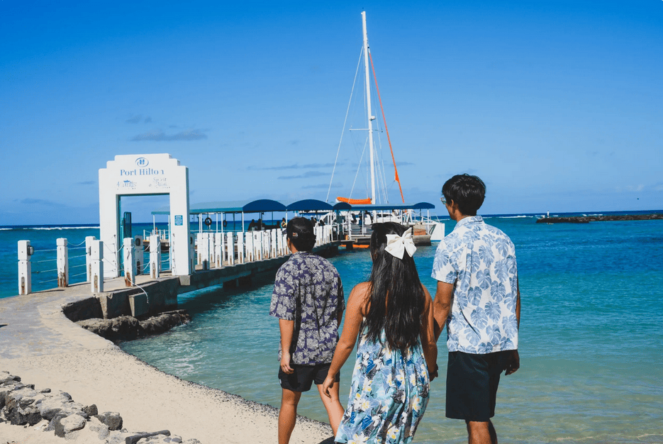 Boarding at the Hilton Pier