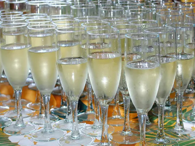 Champagne toast onboard the Star of Honolulu New Year’s Eve cruise as midnight approaches